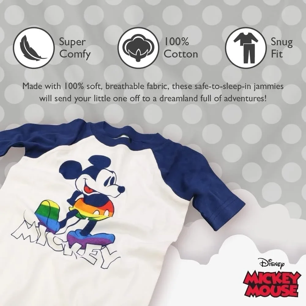 Toddler/Kids 2 Piece Shorts Pajama Set 3T Mickey Mouse Rainbow Collection LGBTQ+